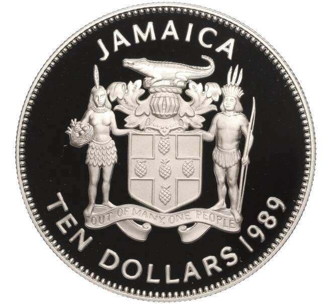 Монета 10 долларов 1989 года Ямайка «Открытие Колумбом Нового Света» (Артикул K27-84378)