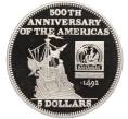Монета 5 долларов 1991 года Багамские острова «500 лет открытию Америки — Христофор Колумб открывает Америку» (Артикул K27-84381)