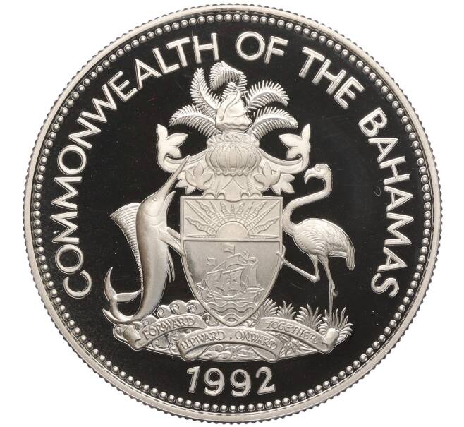 Монета 5 долларов 1992 года Багамские острова «Открытие Нового Мира» (Артикул K27-84382)