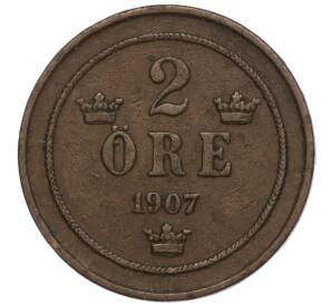 2 эре 1907 года Швеция — Фото №1