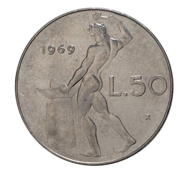 Монета 50 лир 1969 года (Артикул: M2-4668) — Фото №1