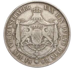 1 союзный талер 1868 года Баден — Фото №2