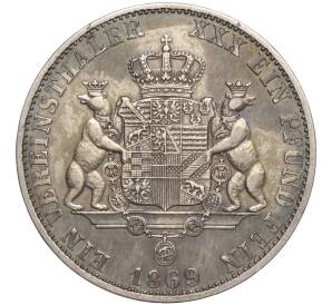 1 союзный талер 1869 года Ангальт-Дессау — Фото №2