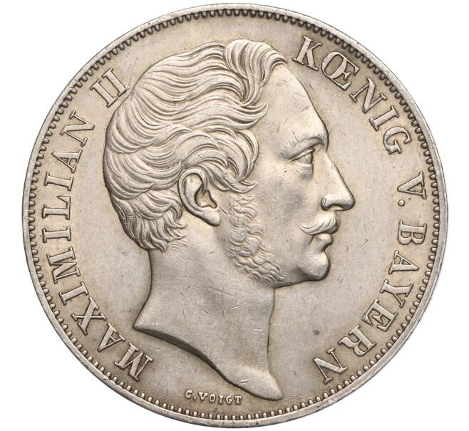 Монета 2 гульдена 1855 года Бавария «Восстановление колонны Мадонны в Мюнхене» (Артикул M2-69246)