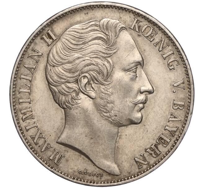 Монета 2 гульдена 1855 года Бавария «Восстановление колонны Мадонны в Мюнхене» (Артикул M2-69250)