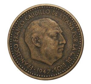 1 песета 1947 (49) года — Фото №2