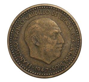 1 песета 1947 (53) года — Фото №2