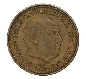 1 песета 1963 (65) года — Фото №2