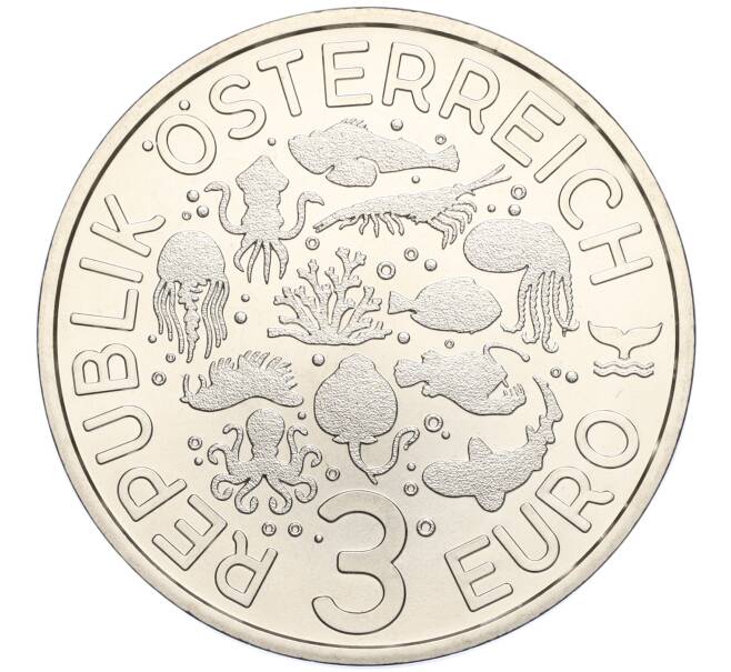 Монета 3 евро 2023 года Австрия «Светящаяся морская жизнь — Каменный коралл» (Артикул M2-69432)