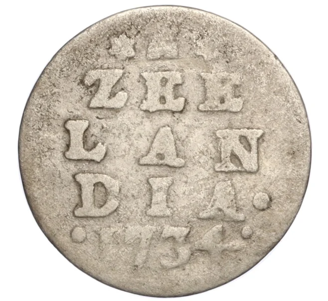 Монета 2 стивера 1734 года Голландская республика — провинция Зеландия (Артикул K1-4918)