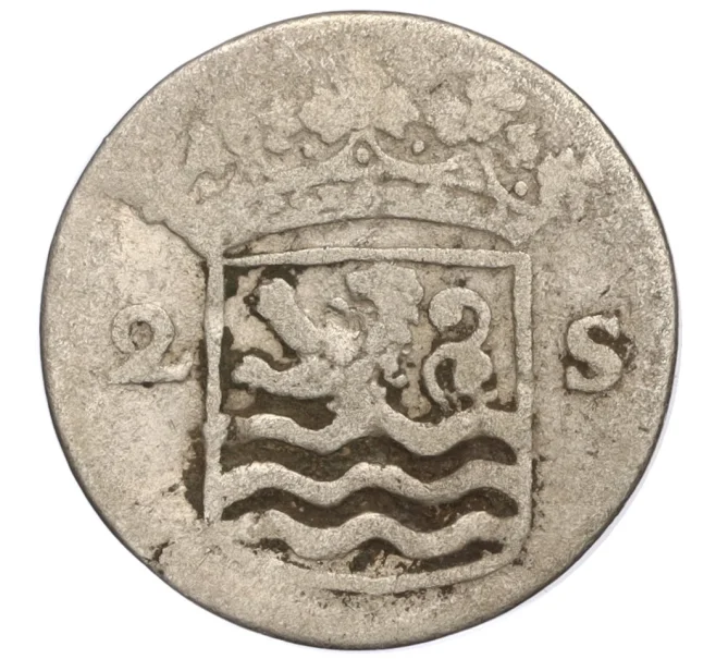 Монета 2 стивера 1734 года Голландская республика — провинция Зеландия (Артикул K1-4918)
