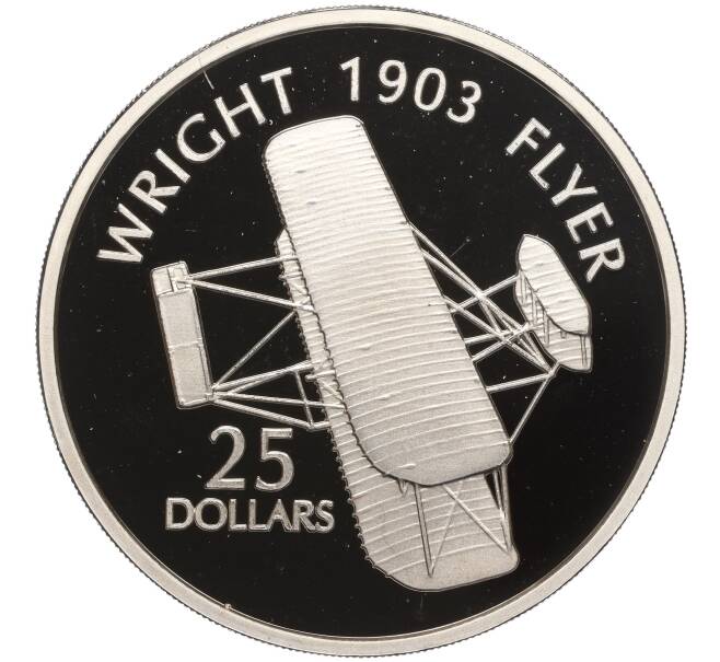 Монета 25 долларов 2003 года Соломоновы острова «Самолеты — Самолет братьев Райт» (Артикул M2-69493)