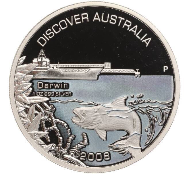 Монета 1 доллар 2008 года Австралия «Откройте Австралию — Дарвин» (Артикул K27-84616)