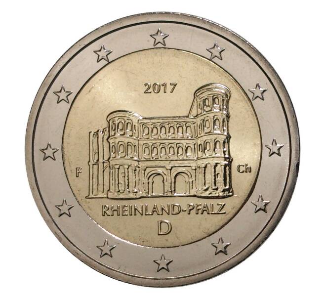 2 евро 2017 года F Федеральные земли Германии — Порта Нигра (Рейнланд-Пфальц) (Артикул M2-4874)