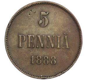 5 пенни 1888 года Русская Финляндия — Фото №1
