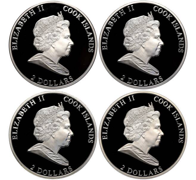 Набор из 4 монет 2 доллара 2011 года Остров Кука «Год кролика» (Артикул M3-1374)