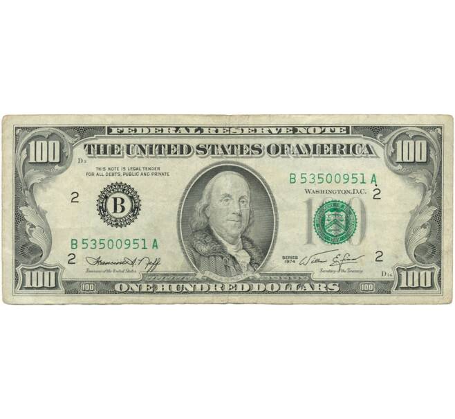Банкнота 100 долларов 1974 года США (Артикул K11-106328)