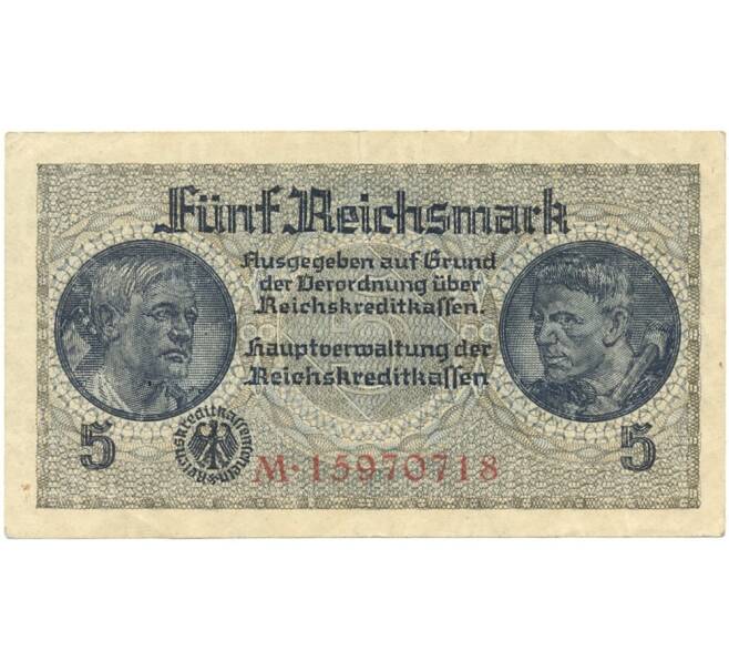 Банкнота 5 рейхсмарок 1940 года Германия (Для оккупированных территорий) (Артикул K11-106406)