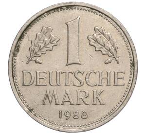 1 марка 1988 года J Западная Германия (ФРГ)