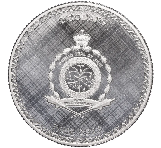 Монета 2 доллара 2023 года Ниуэ «Геральдические животные — Шотландский единорог» (Артикул M2-70088)