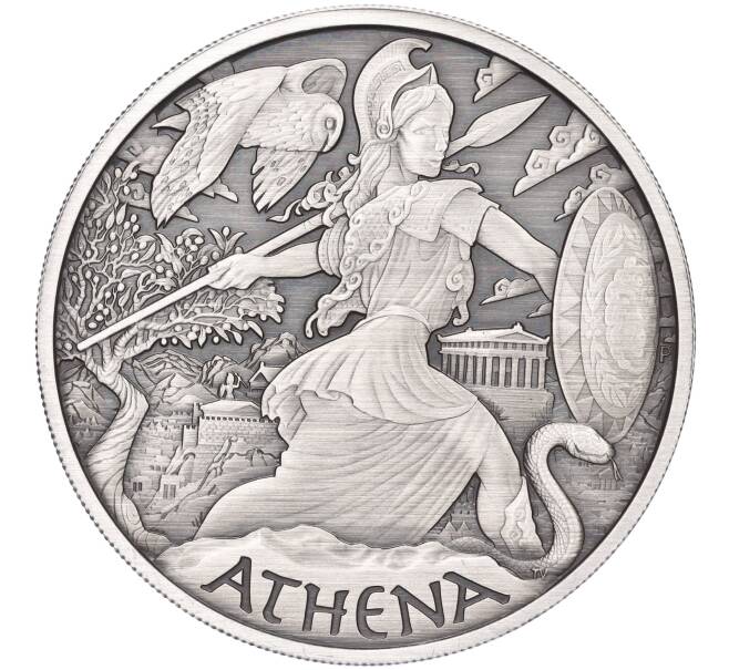 Монета 1 доллар 2022 года Тувалу «Боги Олимпа — Афина» (Antique) (Артикул M2-70255)