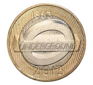2 фунта 2013 года 150 лет Лондонскому метро (Эмблема) — Фото №1