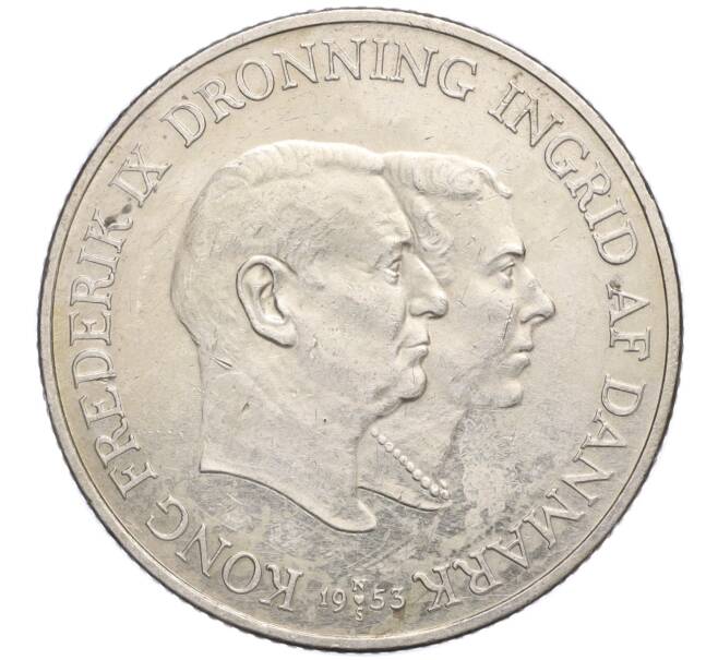 Монета 2 кроны 1953 года Дания «Кампания против туберкулеза в Гренландии» (Артикул K11-107133)