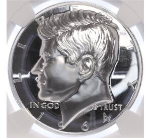 Медаль (1 унция серебра) 2022 года «1/2 доллара Кеннеди 1964» в слабе NGC (PF69 ULTRA CAMEO)