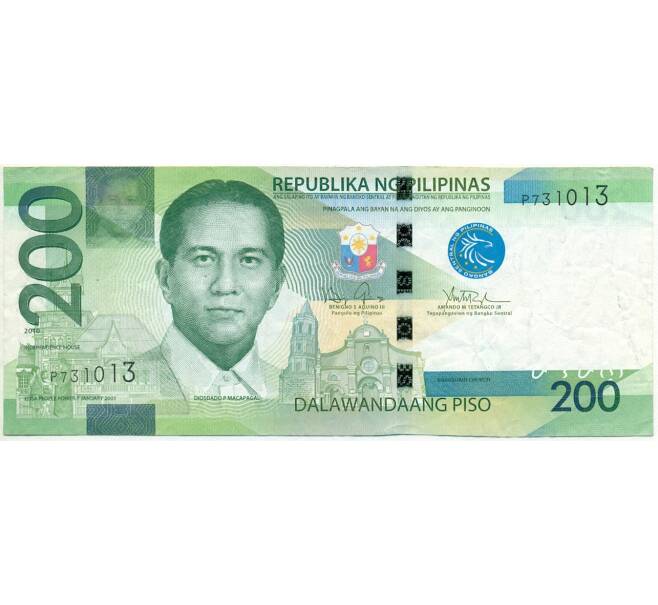 Банкнота 200 песо 2010 года Филиппины (Артикул K11-107450)