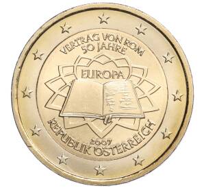 2 евро 2007 года Австрия «50 лет подписания Римского договора» — Фото №1