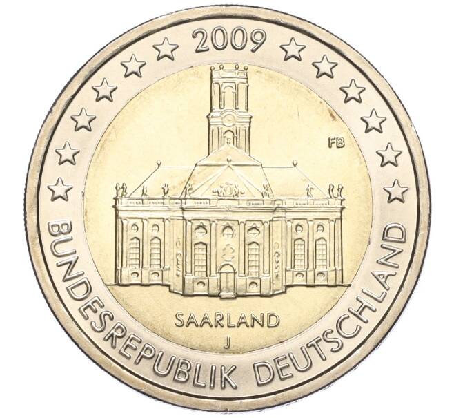 Монета 2 евро 2009 года J Германия «Федеральные земли Германии — Церковь Людвига в Саарбрюккен в Сааре» (Артикул M2-70345)