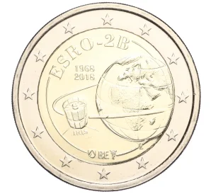 2 евро 2018 года Бельгия «50 лет запуску спутника ESRO-2B»
