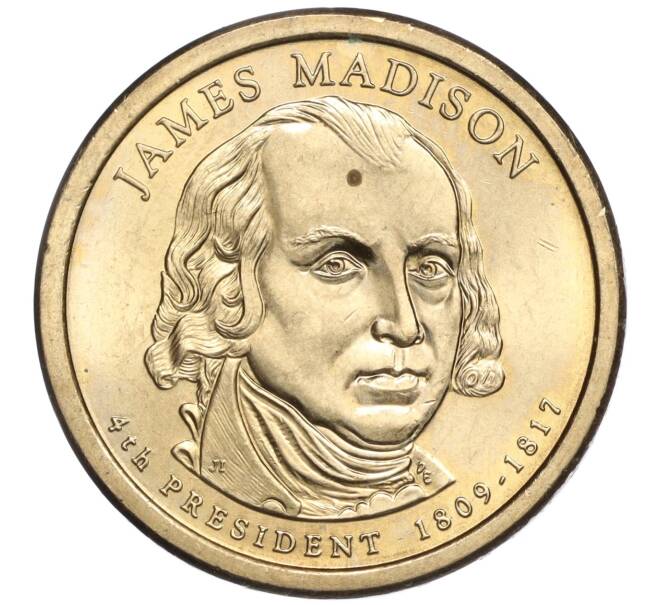 Монета 1 доллар 2007 года Р США «4-й президент США Джеймс Мэдисон» (Артикул K27-84653)