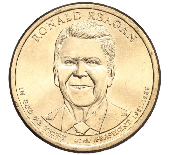 Монета 1 доллар 2016 года P США «40-й президент США Рональд Рейган» (Артикул K27-84677)