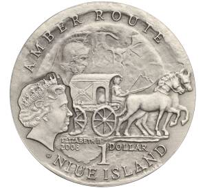 1 доллар 2008 года Ниуэ «Янтарный путь — Гданьск» — Фото №2