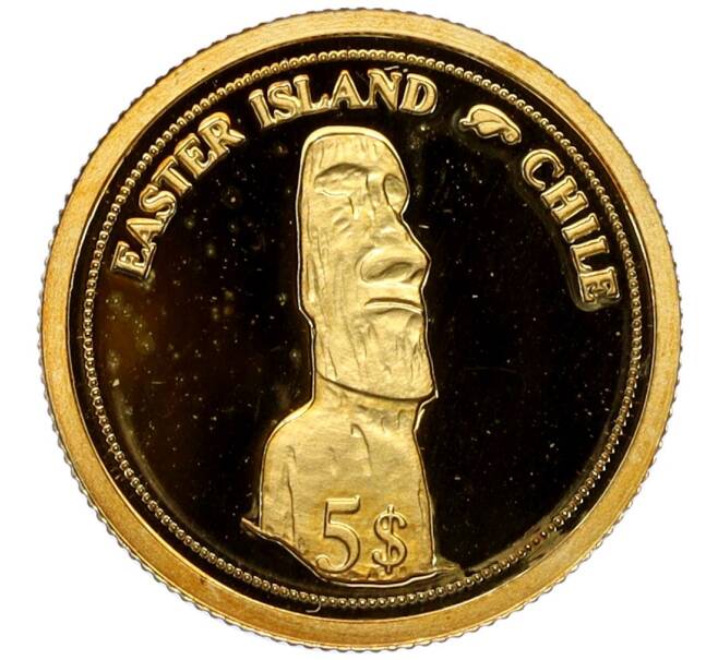 Монета 5 долларов 2006 года Фиджи «Статуи моаи на острове Пасхи» (Артикул M2-70418)