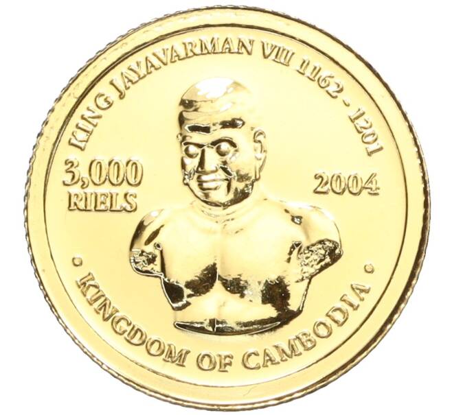 Монета 3000 риелей 2004 года Камбоджа «Чудеса света — Сфинкс и пирамиды Египта» (Артикул M2-70438)