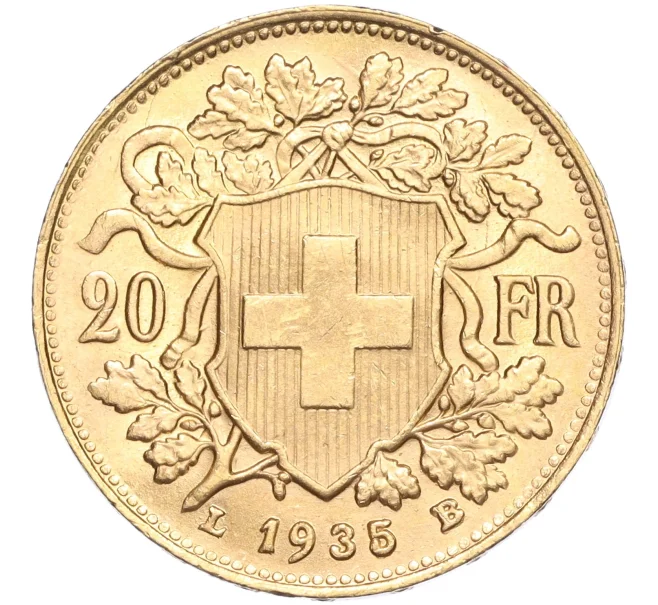 Монета 20 франков 1935 года Швейцария (Артикул M2-70468)
