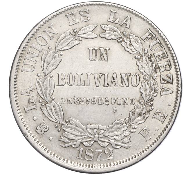 Монета 1 боливиано 1872 года Боливия (Артикул M2-70526)