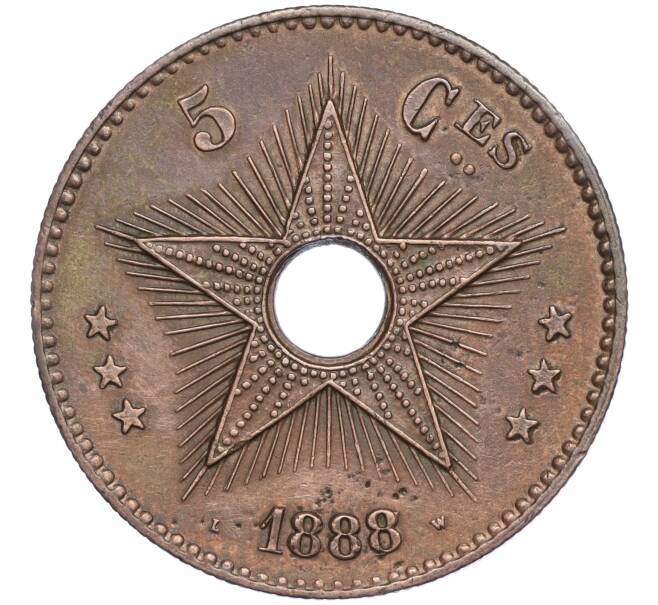 Монета 5 сантимов 1888 года Свободное государство Конго (Бельгийское Конго) (Артикул K11-109672)