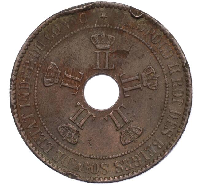 Монета 10 сантимов 1888 года Свободное государство Конго (Бельгийское Конго) (Артикул K11-109675)