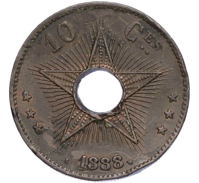 Монета 10 сантимов 1888 года Свободное государство Конго (Бельгийское Конго) (Артикул K11-109676)
