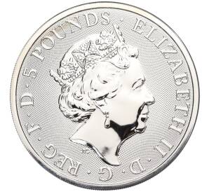 5 фунтов 2021 года Великобритания «Звери Королевы — Белая Борзая Ричмонда» — Фото №2