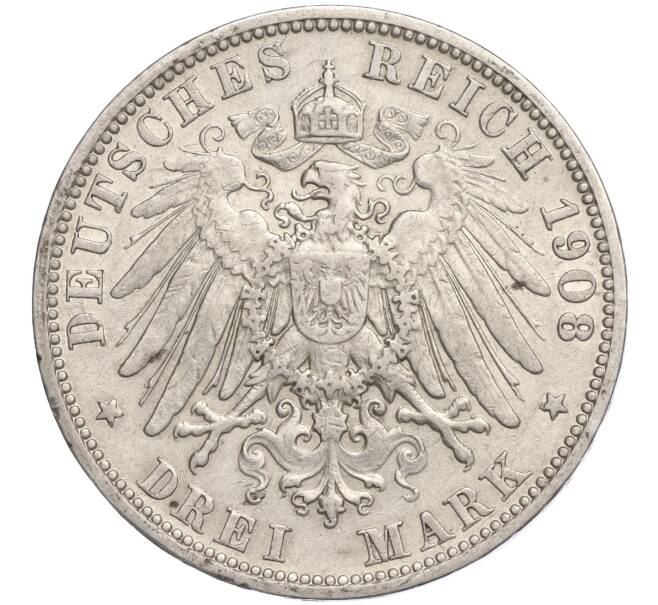 Монета 3 марки 1908 года Германия (Вюртемберг) (Артикул M2-70678)