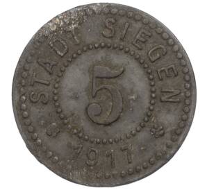 5 пфеннигов 1917 года Германия — город Зиген (Нотгельд) — Фото №1