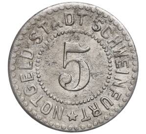 5 пфеннигов 1918 года Германия — город Швайнфурт (Нотгельд) — Фото №2