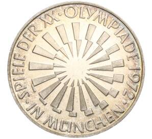 10 марок 1972 года D Западная Германия (ФРГ) «Олимпиада в Мюнхене — Эмблема» (IN MUNCHEN) — Фото №1