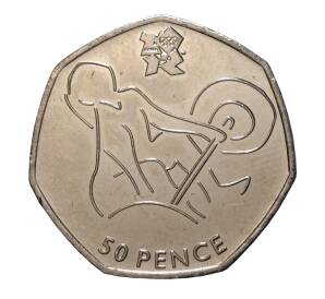 50 пенсов 2011 года Великобритания «XXX летние Олимпийские Игры в Лондоне — Тяжелая атлетика» — Фото №1