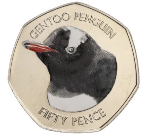 50 пенсов 2018 года Фолклендские острова «Субантарктический пингвин (Цветное покрытие)»