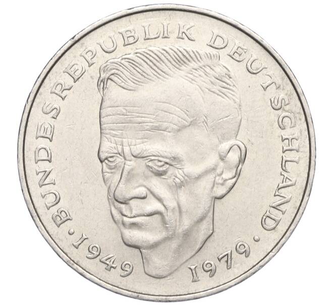 Монета 2 марки 1987 года J Западная Германия (ФРГ) «Курт Шумахер» (Артикул K11-110962)